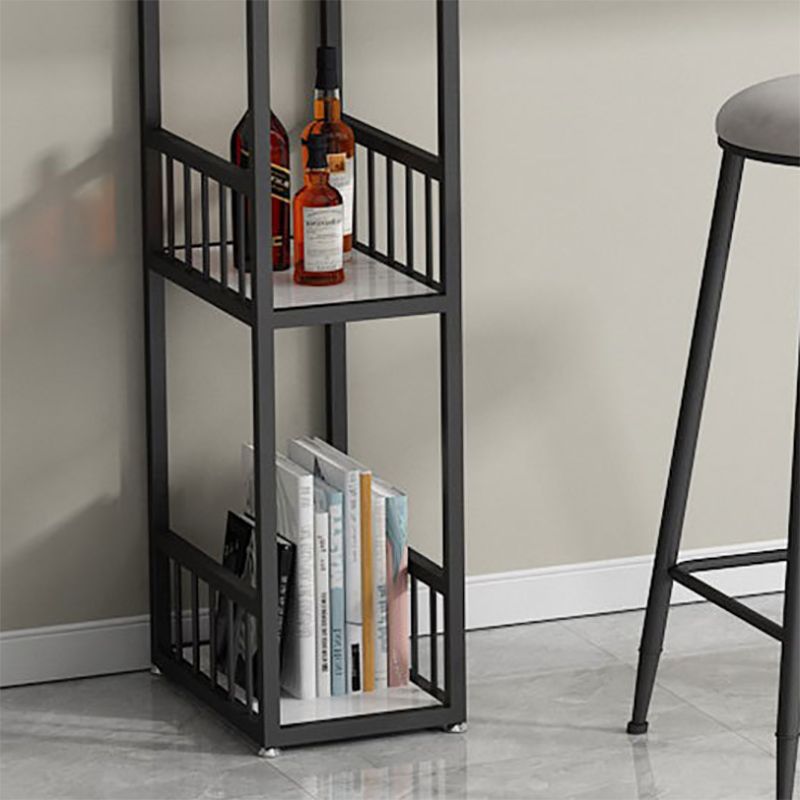 White Sintered Stone Bar Table Modern Dining Table with Storage Shelves