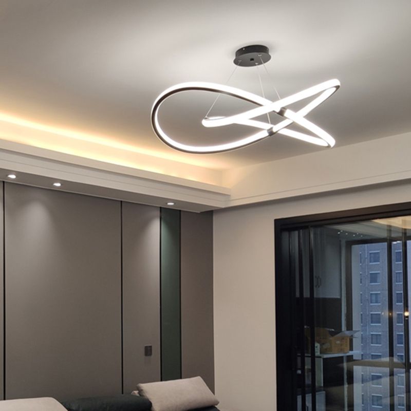 Lámpara de colgante LED de giro minimalista sala de estar de aluminio accesorio de iluminación de lámpara