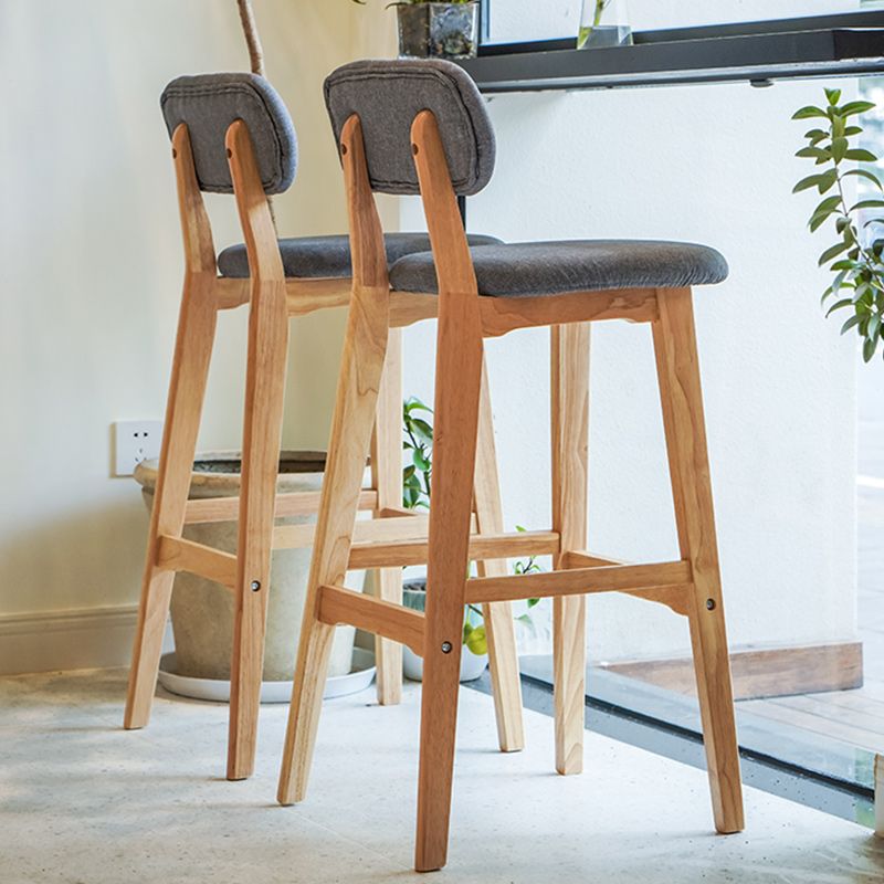 Rubberwood Modern Low Back Stool Matte Finish Upholstered Bar Stools
