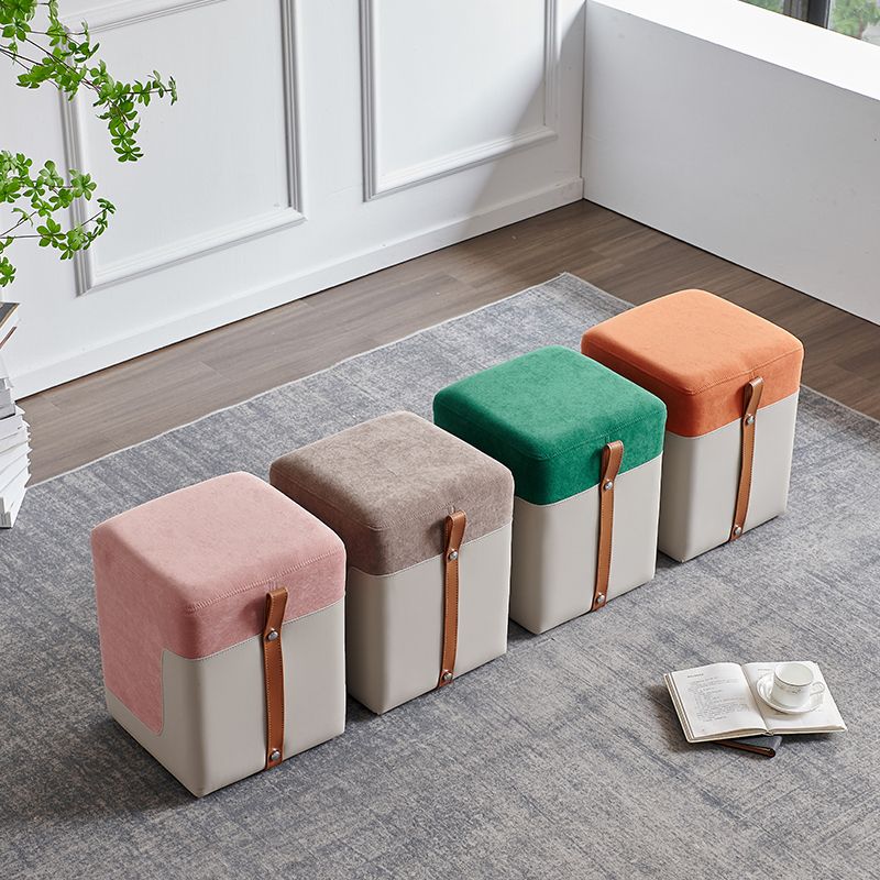 Colorblock Flannel Pouf Modern Simple Square Upholstered Ottoman