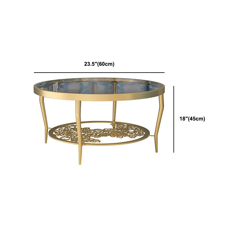 Contemporary Cocktail Table 4 Legs Glass Top Round Single Coffee Table