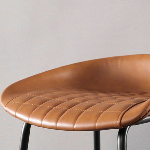 Industrial Style Leather Counter Stool Bucket Stools with Metal Base for Home