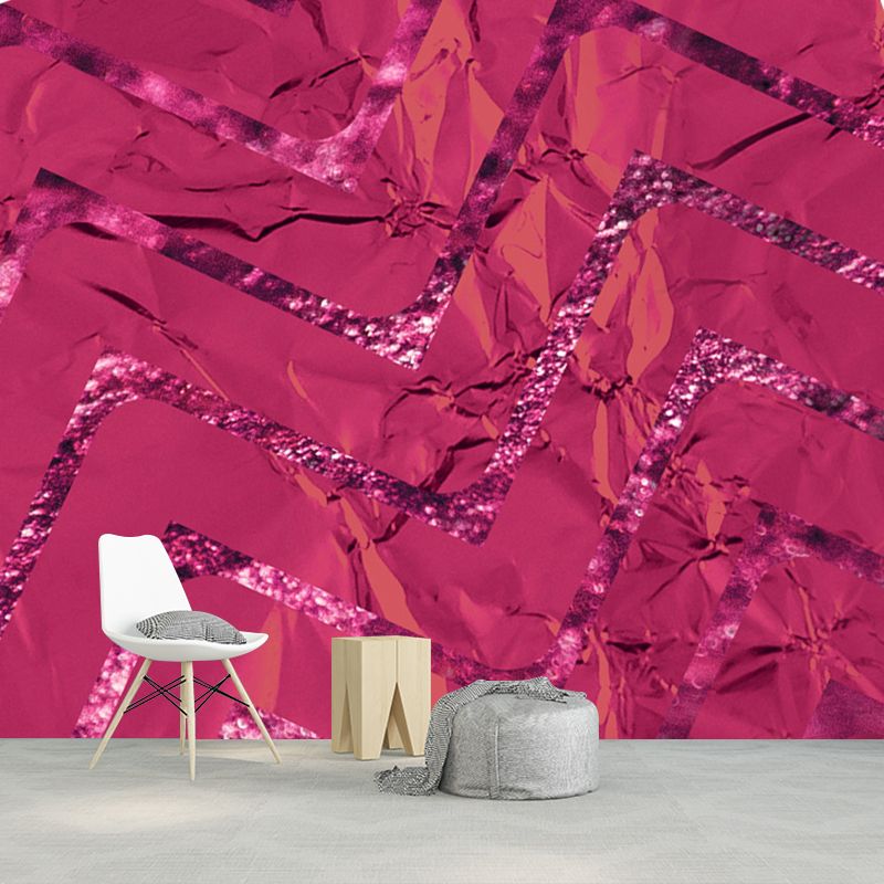 Stylish Chevron Pattern Mural Non-Woven Stain Resistant Dark Color Wall Art for Home