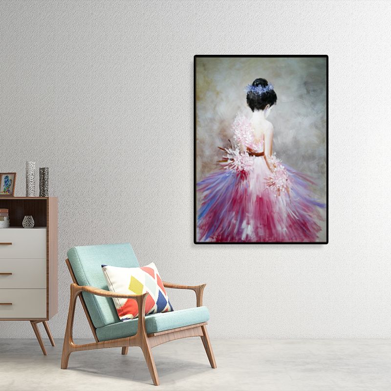 Dance Girl in Dress Canvas Print Soft Color Glam Style Painting for Living Room