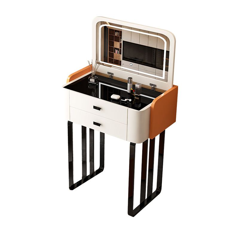 Contemporary Glass Makeup Counter Bedroom Make-up Vanity with Lighted Mirror