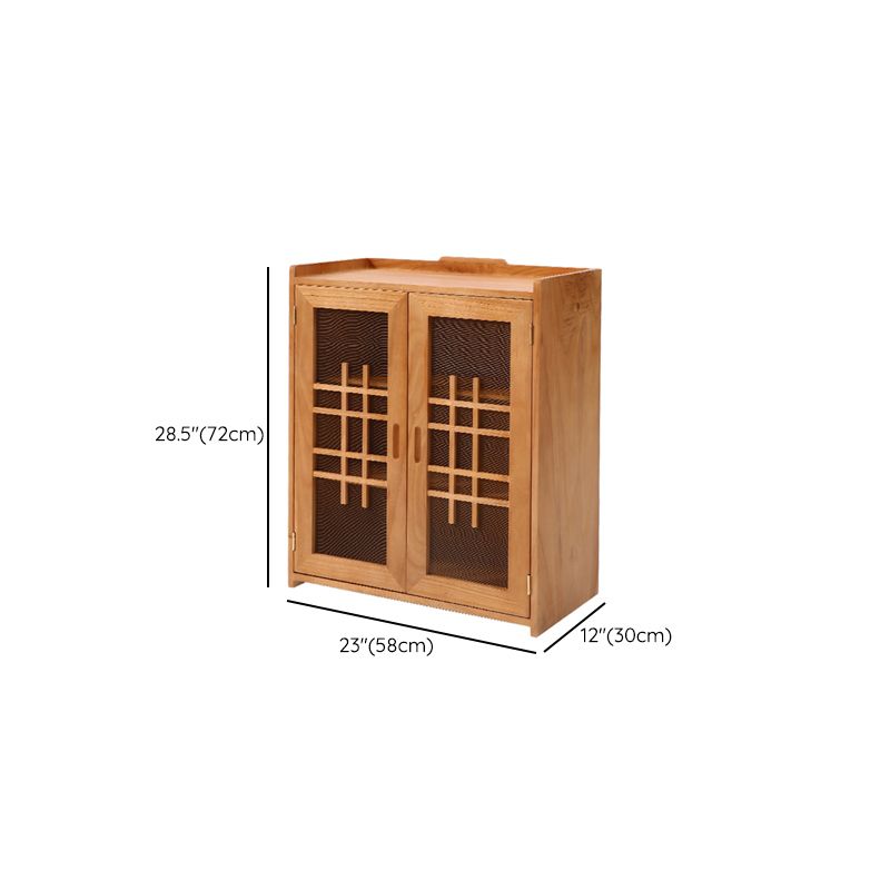 Glass Paned Accent Cabinet Modern Style 1-Door Chest with Drawers