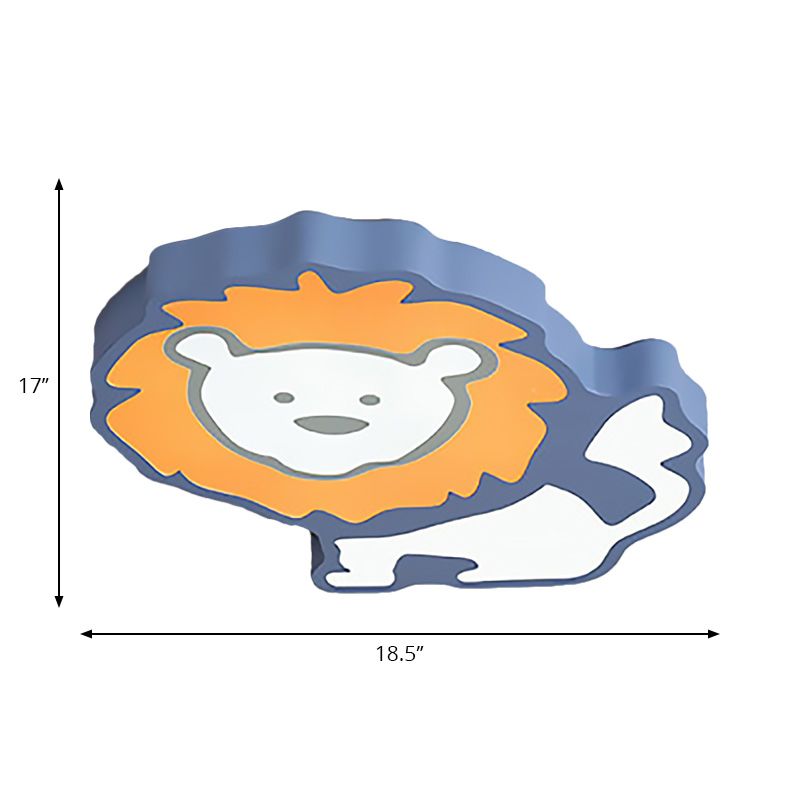 Animal LED Flush Mount Light Lion Acrylic Ceiling Lamp for Nursing Room Bedroom