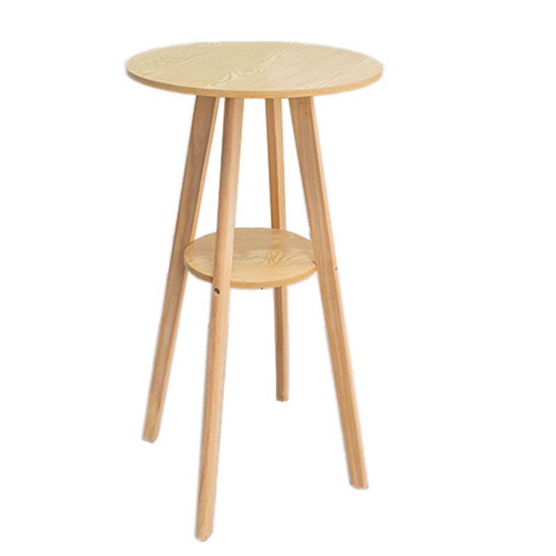 Natural Finish Pub Table Set 1/3 Pieces Bar Set with Wooden Stools