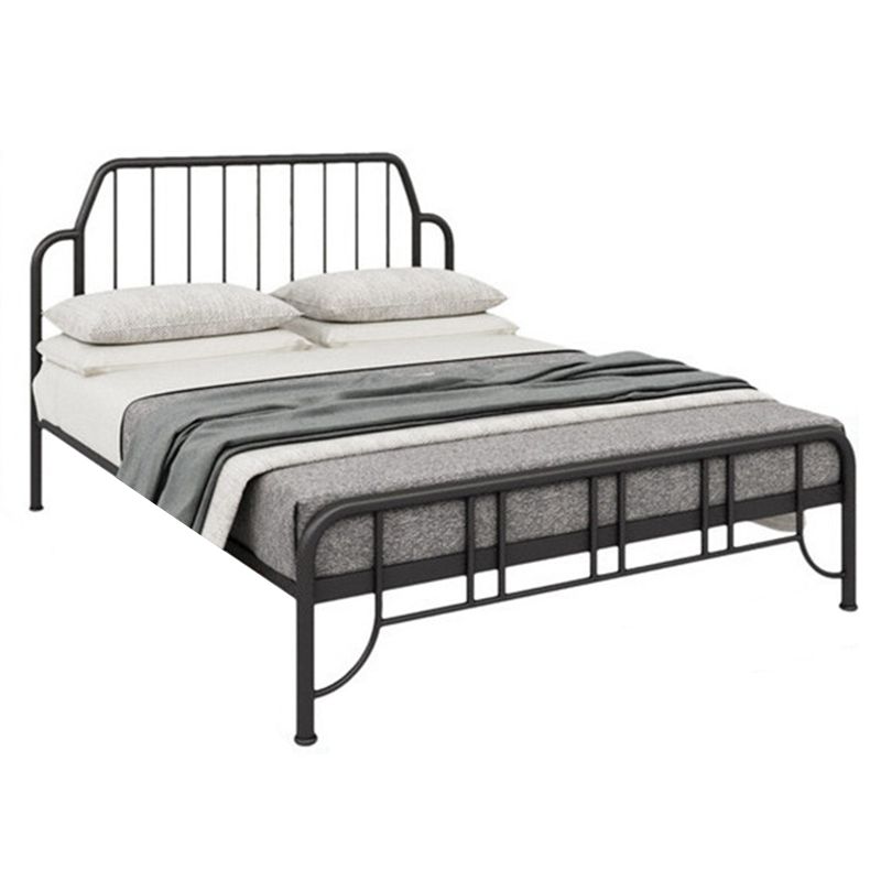 Modern Rectangular Headboard Bed Open-Frame Iron Bed With Metal Legs