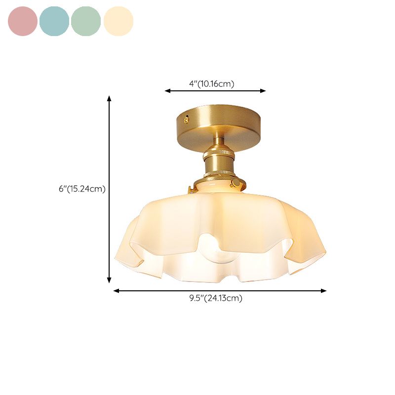 Metal Modern Flush Mount Flower Shape Ceiling Light with Glass Shade for Bedroom