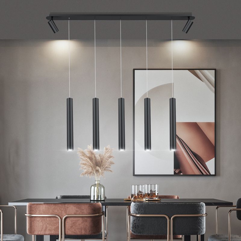 Torch-shaped LED Island Light with 360° Adjustable Spotlight Design Dining Room Lighting Fixture