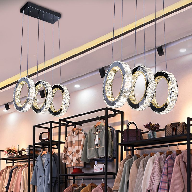 Runde Wohnzimmer Cluster Anhänger Kristall führte zeitgemäße Beleuchtung in Schwarz