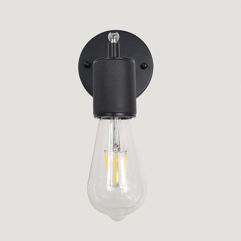 Industrial Tapered Shape Wall Mount Light Fixture Metal 1 Light Sconce Lamp in Black
