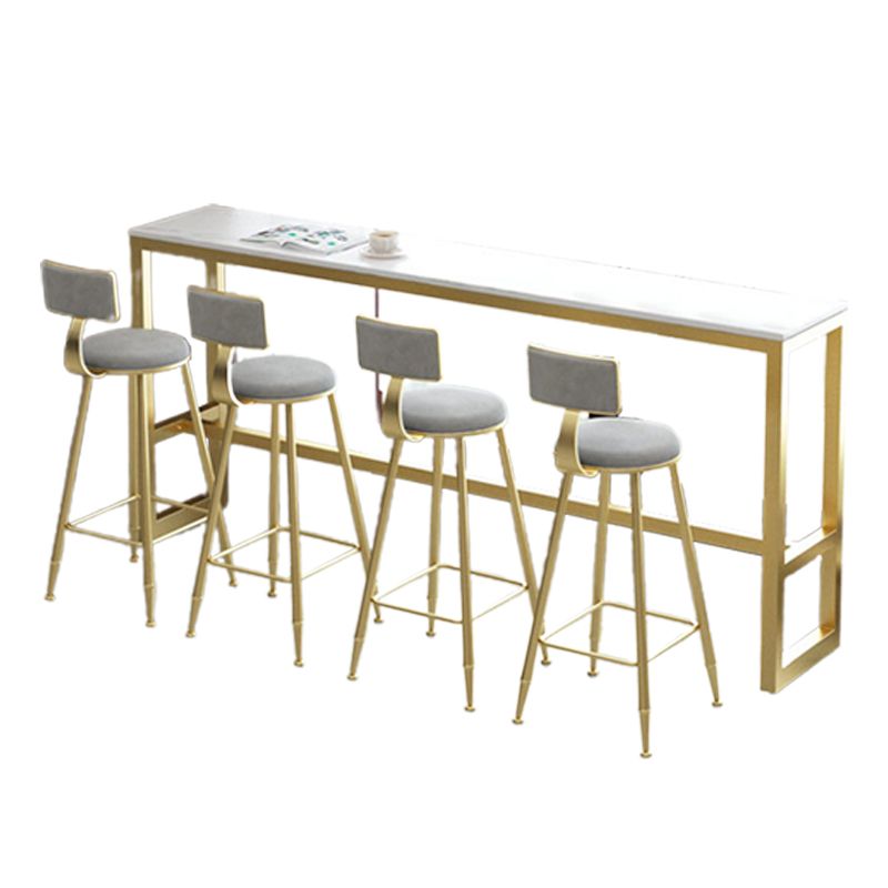 Modern Bar-height Table FauxMarble Top Bistro Bar Table with Metal Base