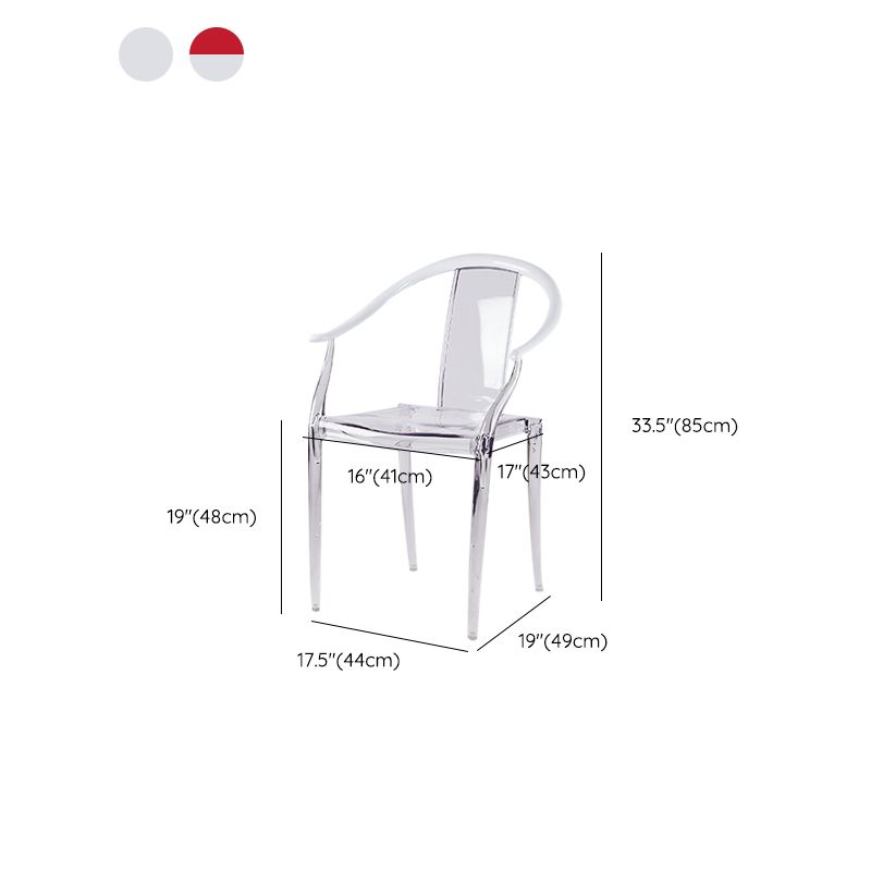 Glam Acrylic Frame Dining Armchair Slat Back Stacking Arm Chair