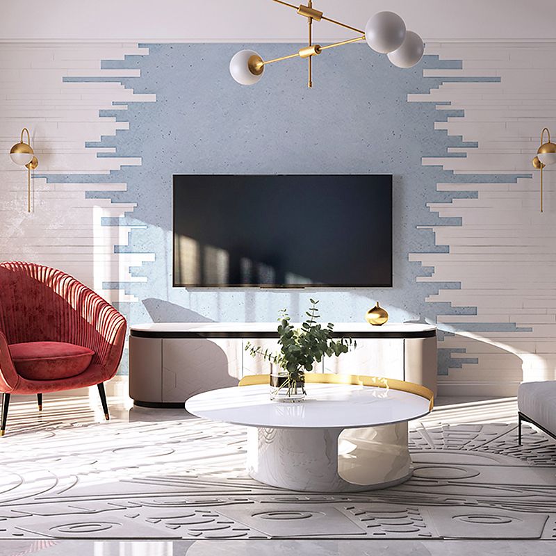 Extra Large Scandinavian Wall Mural Brick Guest Room Wall Covering in Blue and White, Made to Measure