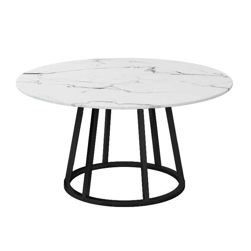 White Stone Top Dining Table Contemporary Dining Table with Pedestal Base