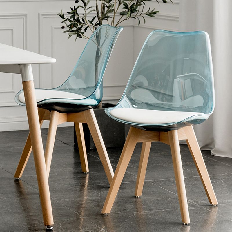 Skandinavische PU -Leder -Esstühle Armless Solid Back Stuhl
