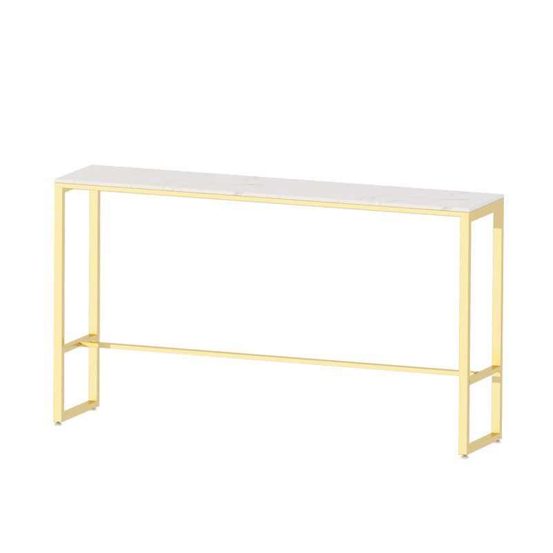 White Glam Style Bar Table in Iron and Faux Marble Milk Tea Shop Bar Table