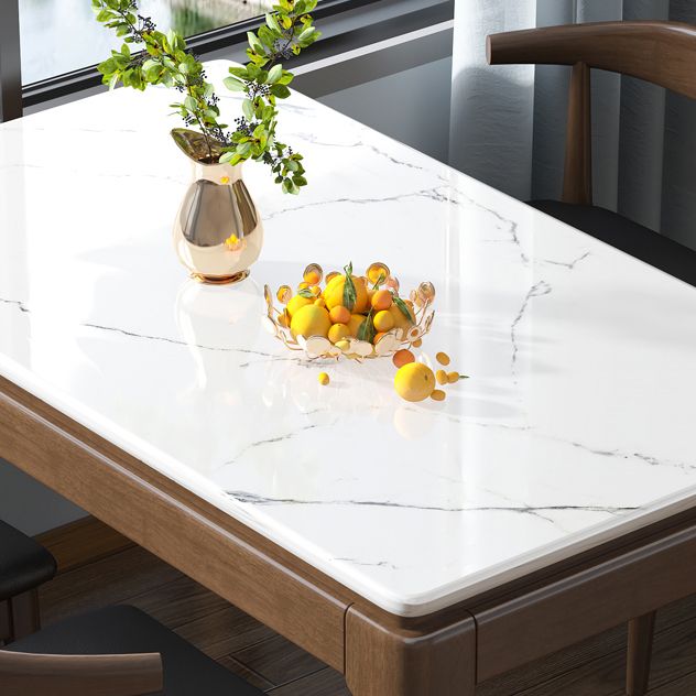Mesa de comedor de mármol estilo mediados de siglo, mesa rectangular con base de 4 patas para el hogar