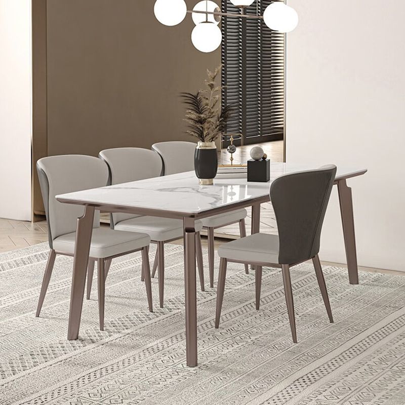 Contemporary Style 1/2/4/5/7 Pieces Dining Chairs Set Rectangle Stone Furniture in White