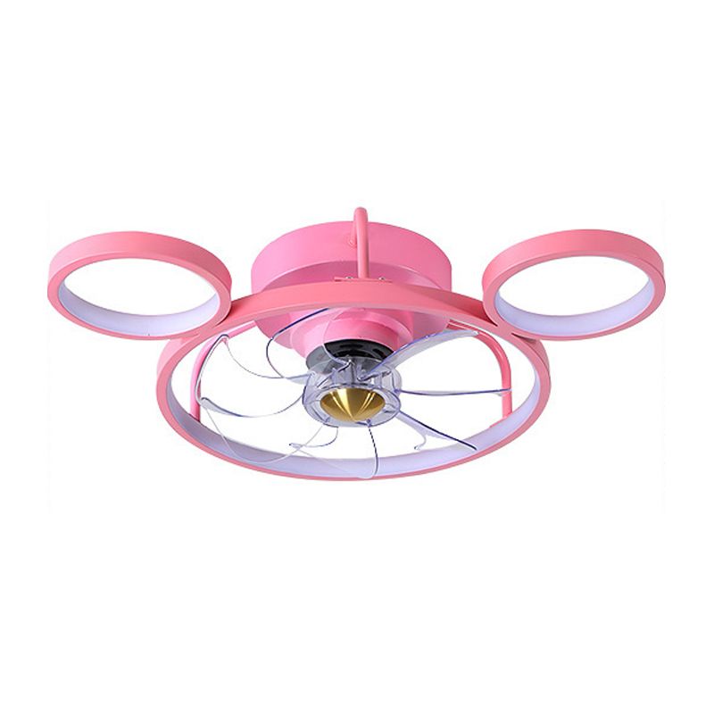7-Blade Metal Ceiling Fan Children Pink Fan with Light for Room
