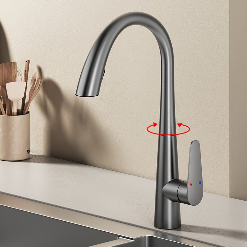 Modern Kitchen Faucet High Arc Swivel Spout with Pull Out Sprayer