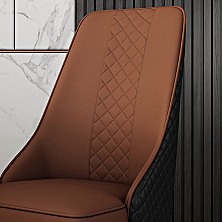 Glam Wood Dining Armless Chair Faux Leather Dining Chair for Home Use