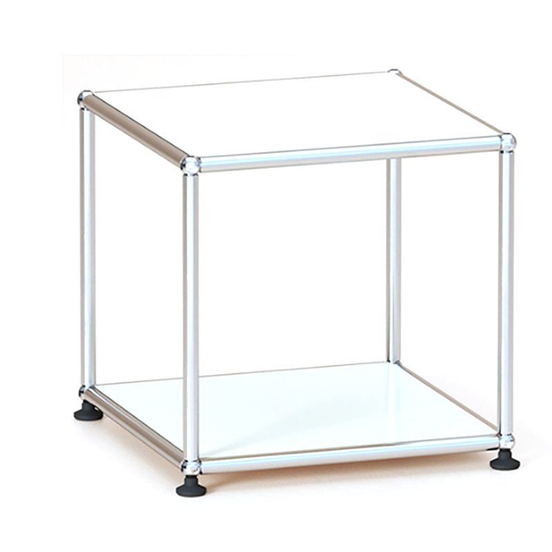 15. 6" Tall Modern Square Sofa Side Accent Table with Floor Shelf