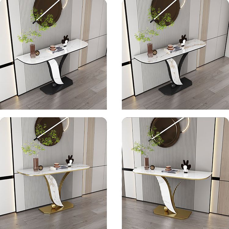 Half Moon Stone Console Table Stain Resistant  Console Table,Scratch Resistant Sofa Table