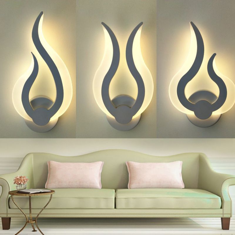 Flame Shaped Bedroom Wall Sconce Lighting Acrylic LED Nordic Wall Mount Light in Warm/White Light