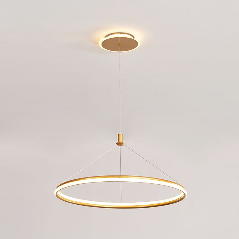 Lumo circolare a livello singolo leggero moderno lampadario in metallo Apparecchio di illuminazione