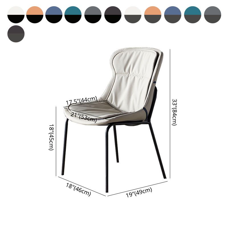 Sillas de comedor de cuero de estilo moderno, respaldo sólido sin brazos, silla lateral de comedor