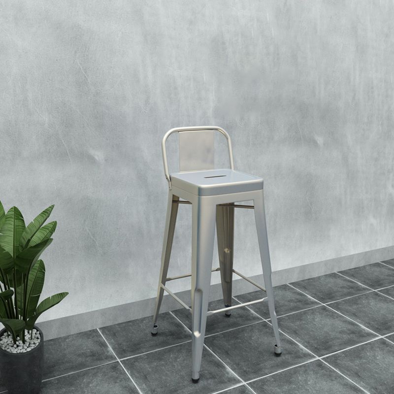 Contemporary Metal Barstool Low Back Counter Stool with Iorn 4 Legs