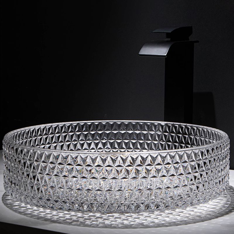 Modern Clear Wash Stand Glass Trough Bathroom Sink for Bathroom