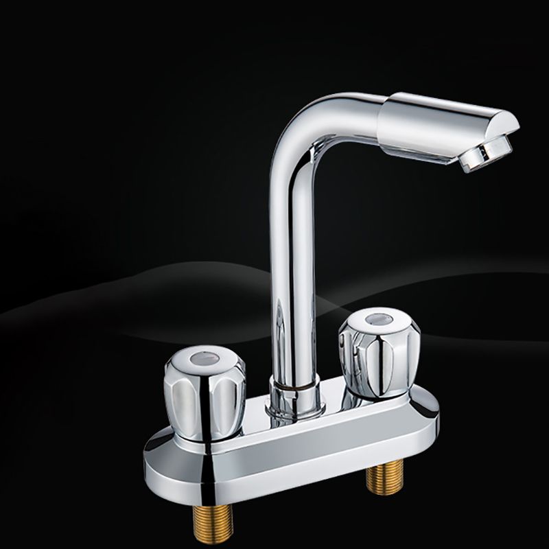 Modern Style Bathroom Faucet Double Handles Faucet Swivel Spout Faucet