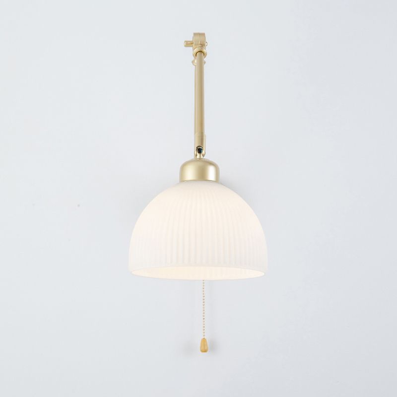 Modern Metal Wall Sconce Dome Shape Wall Light with Glass Shade for Bedroom