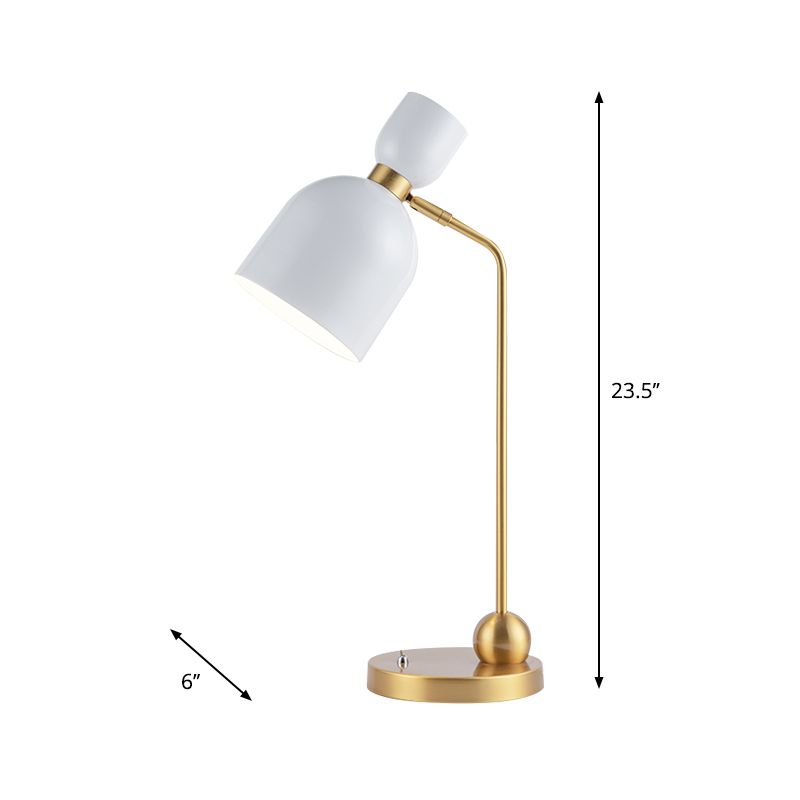 Flared Nightstand Light Modernist Metal Single Head White and Gold Night Table Lamp
