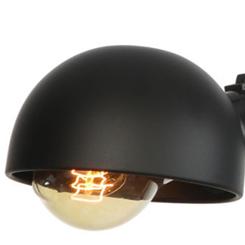 Modern Style Round Shade Swing Arm Wall Lighting  Metal 1 Light Sconce Lamp in Black