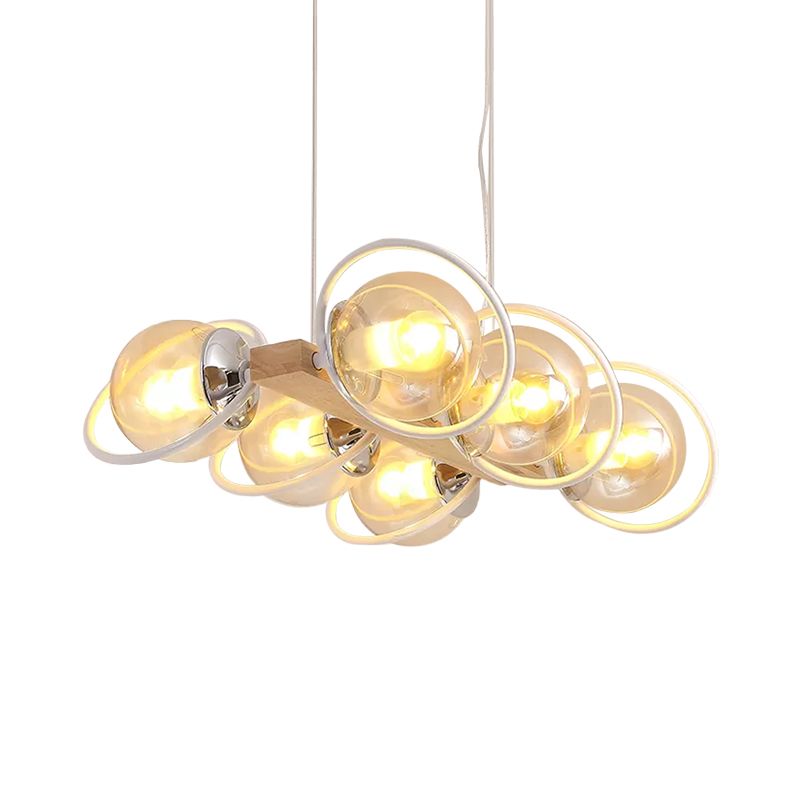 Cognac Bubble Shade Island Lighting 6/8/12 Lights Modern Glass Hanging Light Fixture for Dining Room