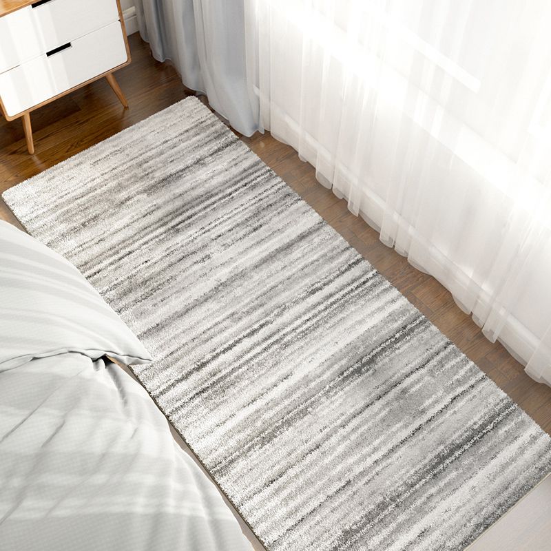 Grey Modern Carpet Geometric Pattern Polyester Area Rug Anti-Slip Area Rug for Bedroom