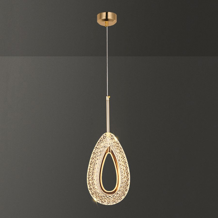 Contemporary Style Linear Shape Pendant Lights Metal Hanging Lamps in Gold