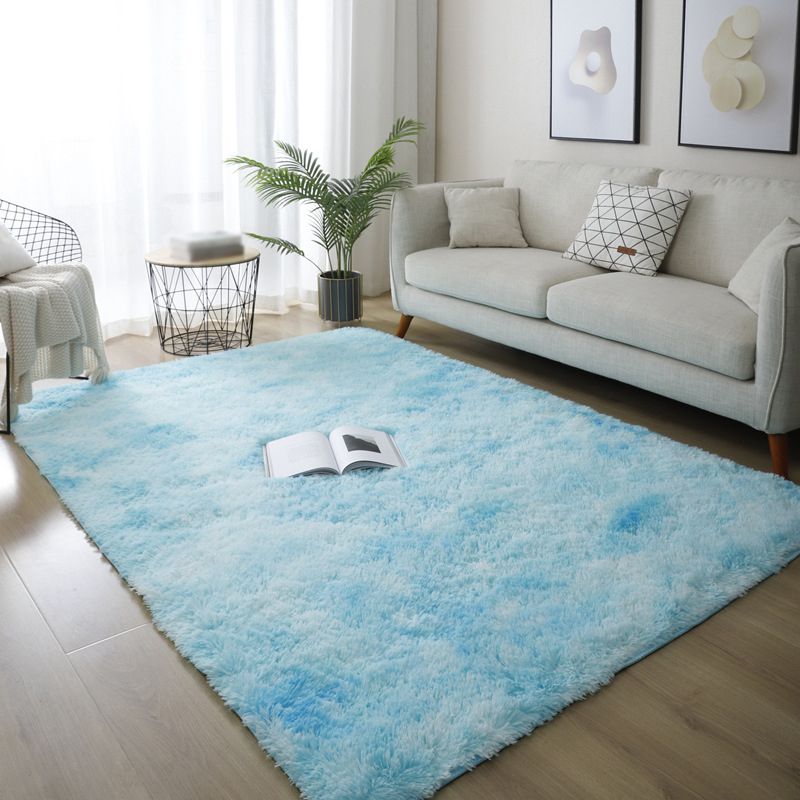 Modern Area Rug Leisure Solid Color Carpet Polyester Shag Rug with Non-Slip Backing
