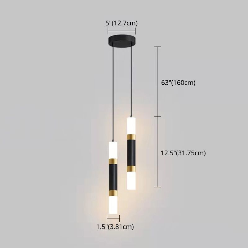 Luce a sospensione a sospensione in metallo cilindrico Light a ciondolo a LED moderno per camera da letto