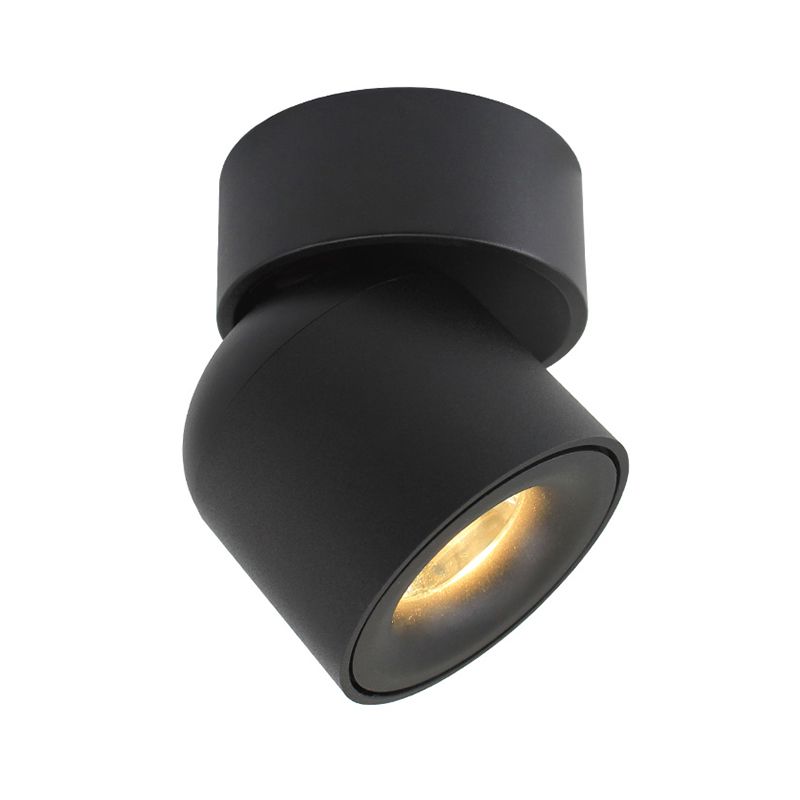 Aluminum Cylinder Flush Light Fixture Contemporary LED Black Adjustable Flush Mounted Lamp in Warm/Natural Light