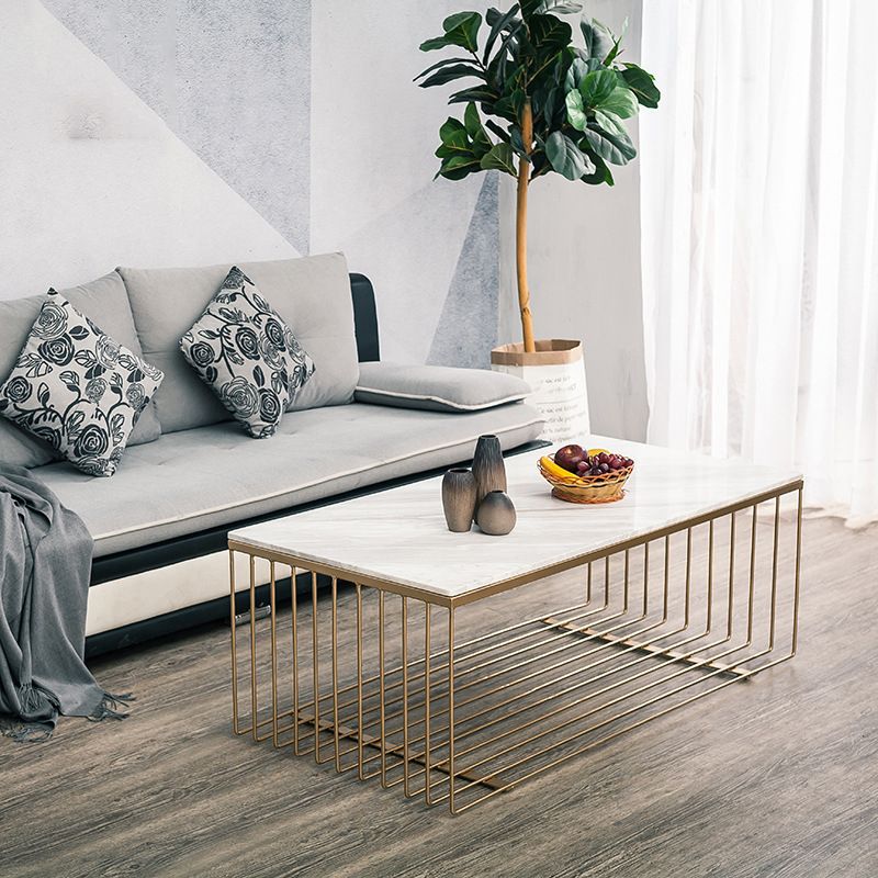Frame Base Coffee Table Rectangular Gold Metal Cocktail Table