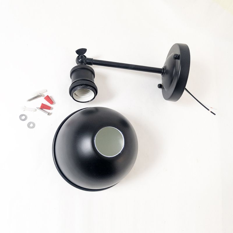 Industrial Wall Sconce Dome Shape Wall Light with Metal Shade for Bedroom