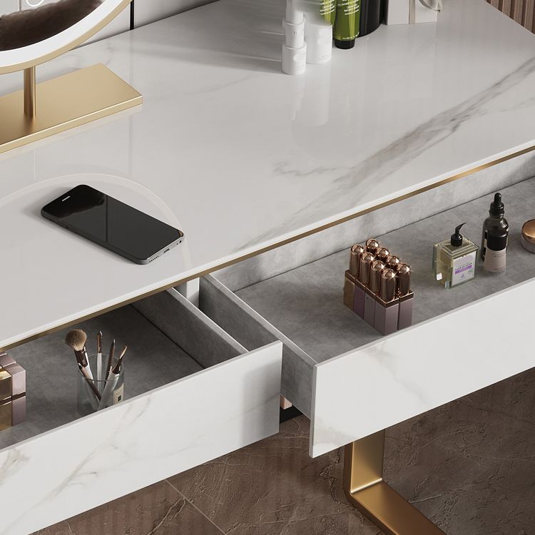 Two Piece Luxurious Vanity Set Stainless Steel and Stone Dresser