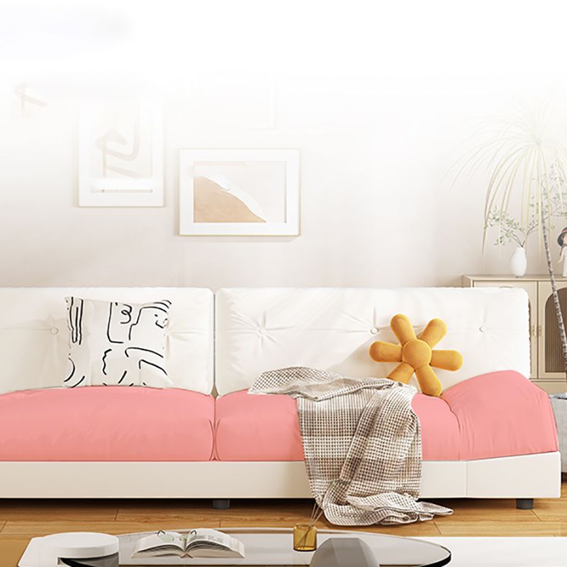 Modern Style Fabric Sofa in Off-White Living Room Square Arm Sofa