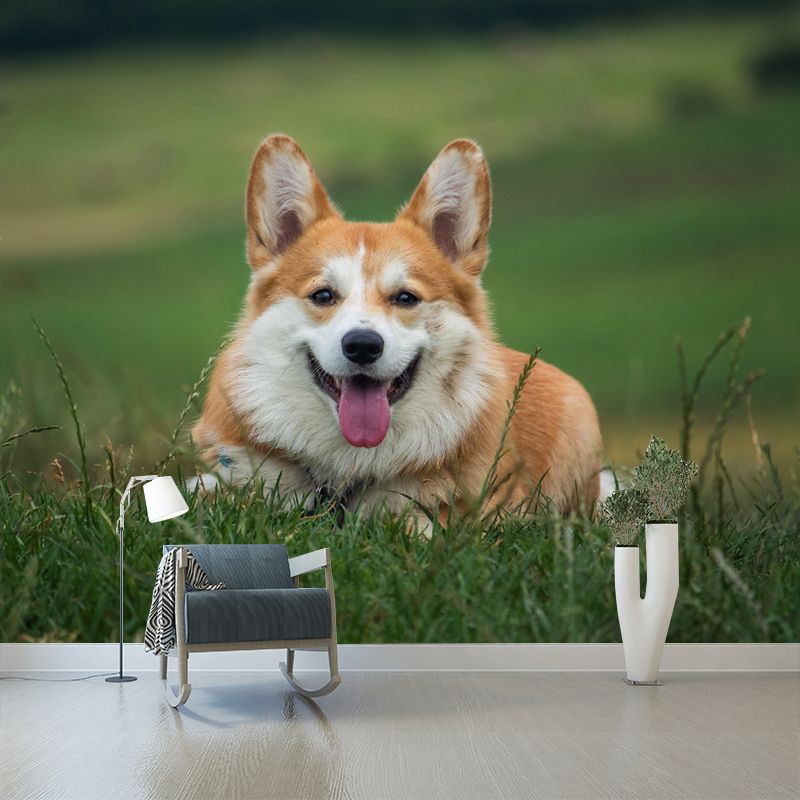 Lovely Corgi Mural Wall Decor Living Room Wall Covering for Decoration